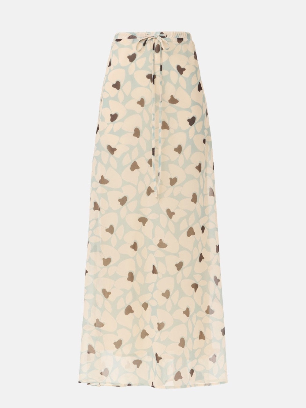 Printed Drawstring Midi Skirt in Cream and Light Blue - Picture 5 of 10